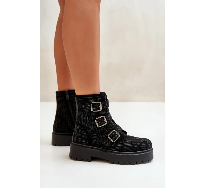 Ocieplane Botki Damskie Ze Zdobieniem Czarne Ciascia Ocieplane Botki Damskie Ze Zdobieniem Czarne Ciascia