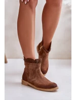 Niskie Botki Damskie Na Płaskim Obcasie Zamszowe Lewski 3624 Brązowe Niskie Botki Damskie Na Płaskim Obcasie Zamszowe Lewski 3624 Brązowe