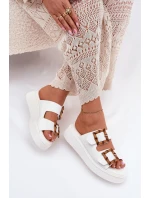Eko Kožené Sandály Dámské Na Platformě S Přezkami Bílé model 21699634 - Boto Eko Kožené Sandály Dámské Na Platformě S Přezkami Bílé model 21699634 - Boto