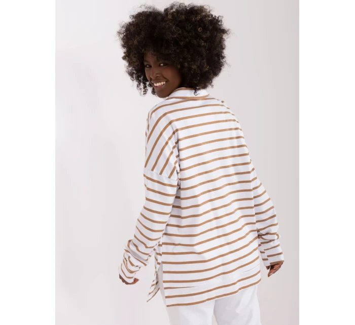 Bluzka LK BZ model 18729970 biało brązowy - FPrice Bluzka LK BZ model 18729970 biało brązowy - FPrice