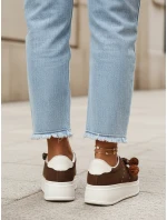 Dámske semišové tenisky s ozdobnou platformou hnedej farby FashionStreet ZY1415