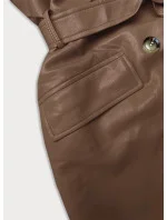 klasický dámský kabát z ekologické kůže ve velbloudí barvě model 19035458 - Ann Gissy