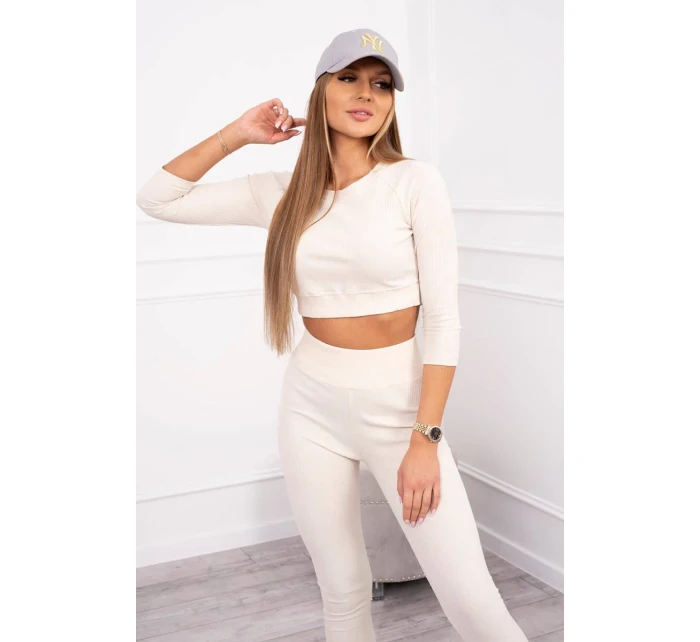 Pruhovaná souprava světle béžová Pruhovaná souprava světle béžová