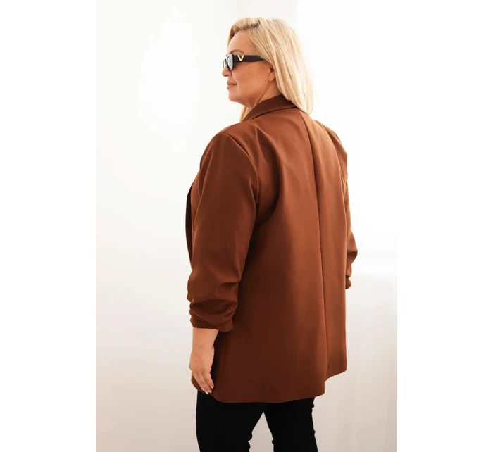 Dámska elegantná plus size bunda čokoládová