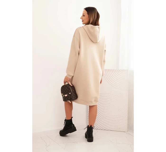 Dámska bavlnená bunda s kapucňou a zateplením béžová