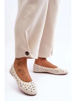 Ażurowe Błyszczące Baleriny Damskie Beżowe Visionary Ażurowe Błyszczące Baleriny Damskie Beżowe Visionary