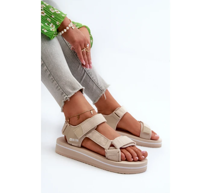 Damskie Sandały Na Platformie Big Star NN274A535 Beżowe