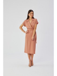 Košilové šaty s páskem na  růžové model 19647403 - STYLOVE
