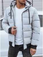 Kurtka męska zimowa pikowana z kapturem szara FashionStreet TX4830 Kurtka męska zimowa pikowana z kapturem szara FashionStreet TX4830