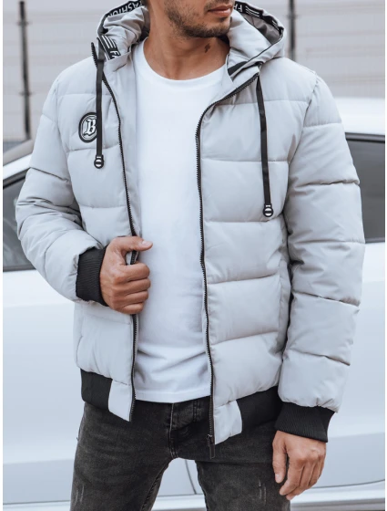 Kurtka męska zimowa pikowana z kapturem szara FashionStreet TX4830 Kurtka męska zimowa pikowana z kapturem szara FashionStreet TX4830