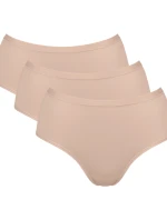 Dámske bavlnené midi nohavičky GO Daily 3P - BROWN - béžová 00LZ - SLOGGI