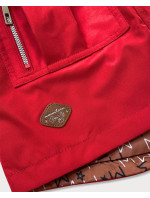 Červená dámska obojstranná bunda - parka / prešívaná (CAN-621)