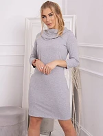 Šaty s kapucňou a vreckami šedej