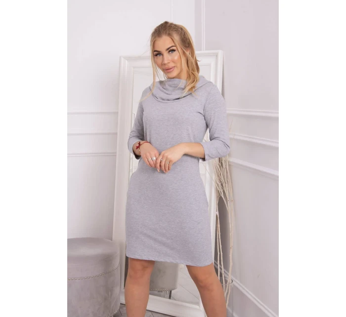 Šaty s kapucňou a vreckami šedej