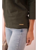 Dámska blúzka s lodičkovým výstrihom khaki