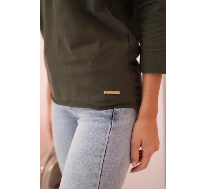 Dámska blúzka s lodičkovým výstrihom khaki