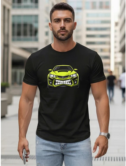 Pánske tričko s potlačou auta, čierne, NX5015R – FashionStreet