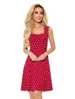 241-2 STELLA Šaty so skladaným výstrihom - bordové s prúžkami