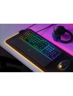 SteelSeries Apex 3 Gaming Keyboard, US Layout, Wired, Black SteelSeries Apex 3 Gaming Keyboard Vodotesná IP32 pre ochranu proti poliatiu, prispôsobiteľné 10-zónové RGB osvetlenie reaguje na hry a Discord, tiché herné spínače vydržia dlho