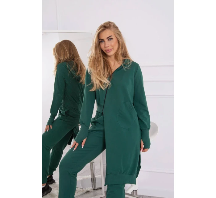 souprava s delší tmavě zelená model 18749190 - K-Fashion souprava s delší tmavě zelená model 18749190 - K-Fashion