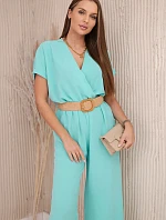 Kombinéza s ozdobným pásom svetlá mentolová
