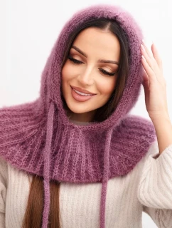 Dámska čiapka s kapucňou s jemným vzorom so šnúrkami fialová