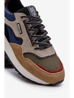 Sneakersy Męskie Big Star NN174320 Memory Foam System Beżowo-Niebieskie