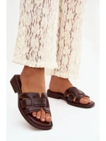 Dámské pantofle na ploché podrážce čokoládové Lorania Dámské pantofle na ploché podrážce čokoládové Lorania