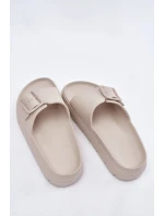 Dámske penové papuče s platformou a prackou - béžové