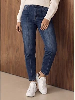 Dámske džínsy slim fit s vysokým pásom, tmavomodré, FashionStreet UY3203