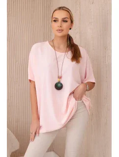 Nadrozmerná blúzka s príveskom púdrovo ružová