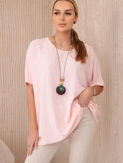 Nadrozmerná blúzka s príveskom púdrovo ružová