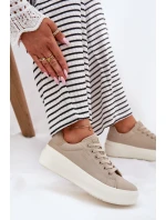 Materiałowe Trampki Damskie Na Platformie Big Star RR274465 Beżowe Materiałowe Trampki Damskie Na Platformie Big Star RR274465 Beżowe