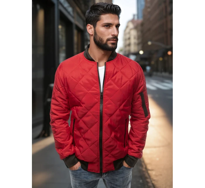 Pánska prešívaná bunda bomber červená TX2210