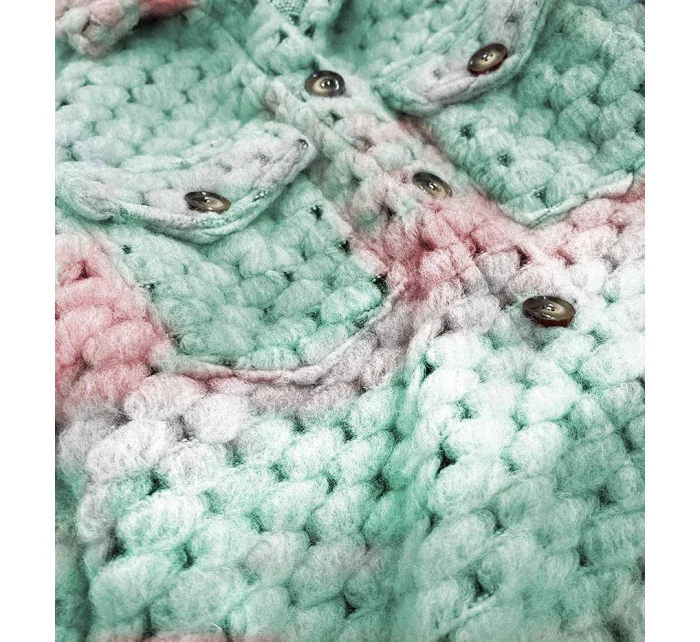 Ružovo-mätová dámska košeľová bunda so stojačikom (1132)