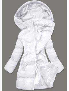 Biela dámska zimná bunda s kapucňou (5M722-281)