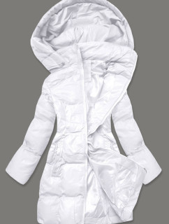Biela dámska zimná bunda s kapucňou (5M722-281)
