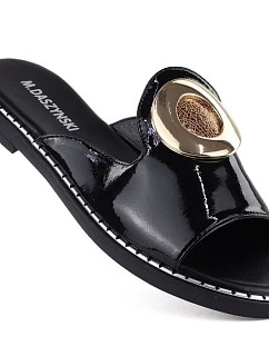 Dámské černé lakované žabky s ozdobou M.Daszynski model 22072506