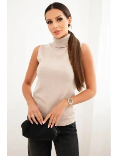 Dámská viskózová model 21407221 blůza s rolákem béžová - K-Fashion