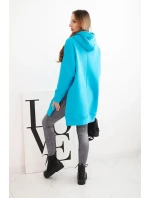 Zateplená mikina s kapucňou s rozparky na bokoch tyrkysová Zateplená mikina s kapucňou s rozparky na bokoch tyrkysová