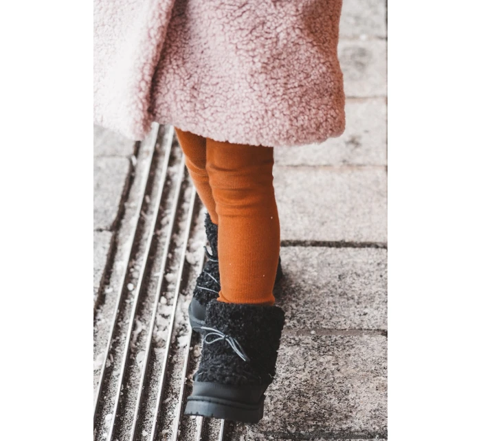 Ciepłe Botki Śniegowce Dziecięce Wiązane Czarne Asija Ciepłe Botki Śniegowce Dziecięce Wiązane Czarne Asija