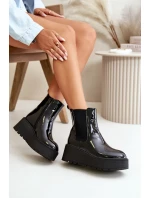 dámské kotníkové boty na platformě a černé model 21667292 - Boto