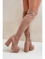 Kozačky S  Na Podpatku A Platformě Béžové elian model 21679529 - Boto