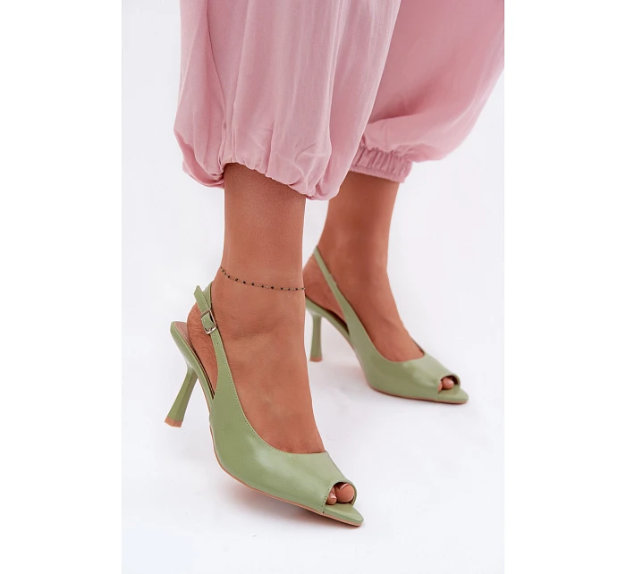 Dámské sandály na podpatku Zelené Sevina