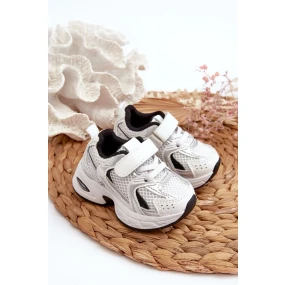 Detské tenisky na suchý zips bielo-čierne Ephona Detské tenisky na suchý zips bielo-čierne Ephona