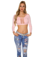 Sexy KouCla long sleeve Crop shirt with cut outs