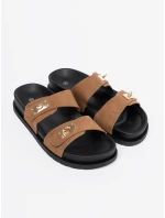 Moderné dámske svetlé hnedé papuče s platformou Moderné dámske svetlé hnedé papuče s platformou