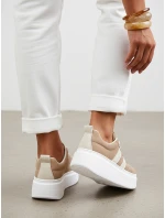 Dámske kožené tenisky na platforme béžové FashionStreet ZY1377