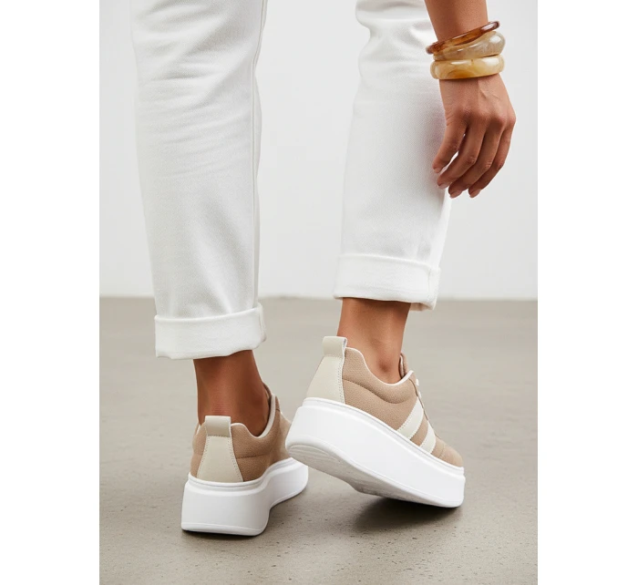 Dámske kožené tenisky na platforme béžové FashionStreet ZY1377