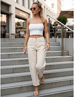 Dámske džínsy s vysokým pásom, béžové FashionStreet UY3061